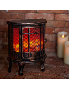 Cheminée Décorative à Piles Effet Flammes Compacte en Bronze 2