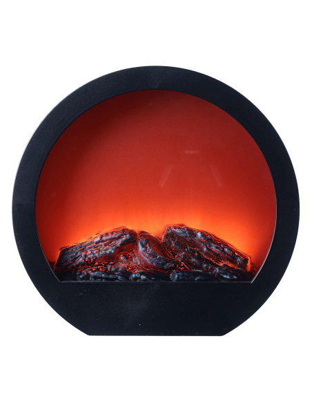 Cheminée Décorative Ronde Moderne avec LED Effet Flamme à Piles