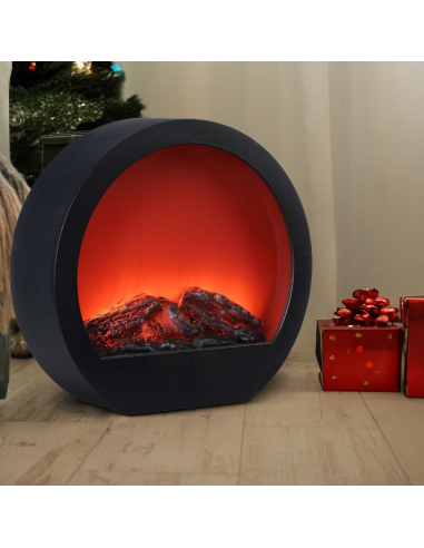 Cheminée Décorative Ronde Moderne avec LED...