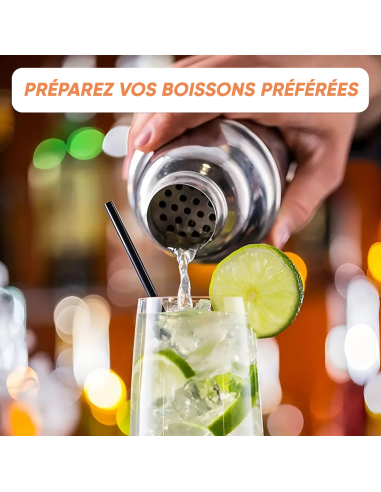 Set de Cocktail 8 Pièces Shaker en Acier 750ml...
