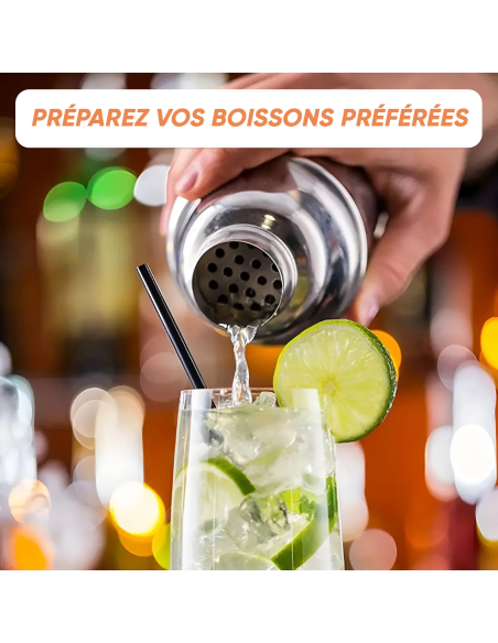 Set de Cocktail 8 Pièces Shaker en Acier 750ml Kit de Barman Professionnel