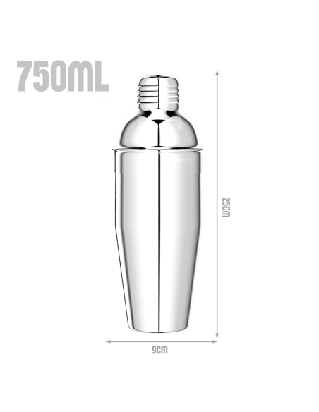 Set de Cocktail 8 Pièces Shaker en Acier 750ml Kit de Barman Professionnel
