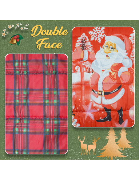 Trapunta de Noël Matrimoniale Double Face Tartan et Impression avec Père Noël