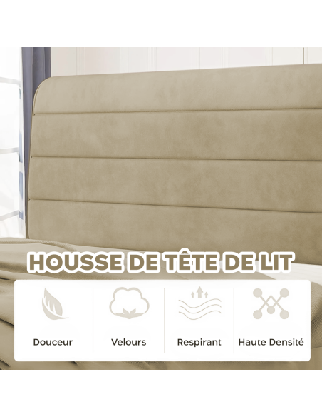 Couette Matrimoniale Velours Duvet Double Face Uni avec Housse de Tête