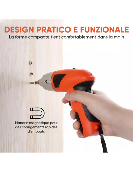 Mini Perceuse Visseuse 3.6V Batterie Rechargeable Kit 45 Accessoires et Mallette