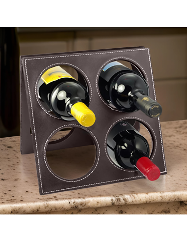 Porte-bouteilles de vin en simili cuir 4 places...