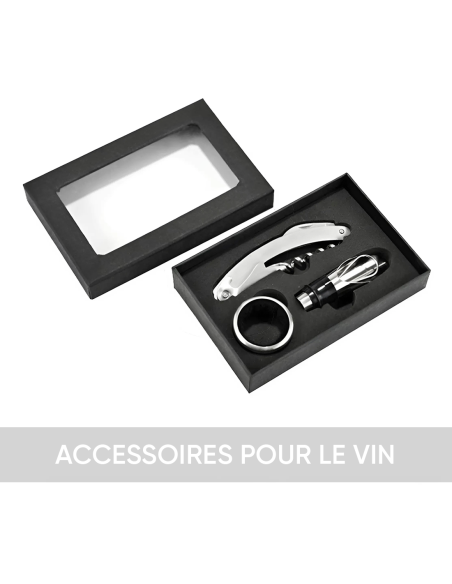 Porte-bouteilles de vin en simili cuir 4 places avec accessoires ouvre-bouteille