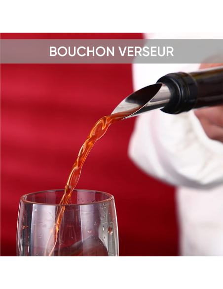 Porte-bouteilles de vin en simili cuir 4 places avec accessoires ouvre-bouteille