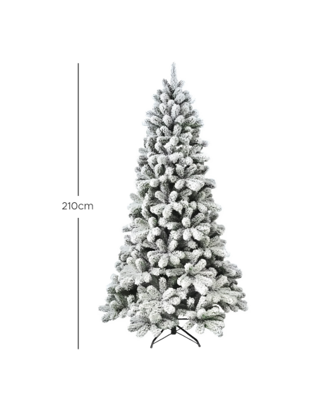 Sapin de Noël CORTINA Neigeux 210H 655 Branches Effet Neige Base en Métal