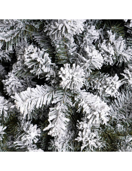 Sapin de Noël MONTEROSA enneigé 210H, 882 branches, effet neige, base en métal