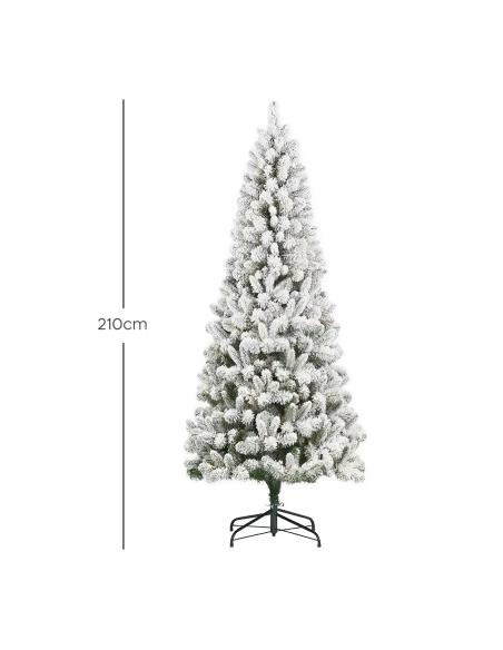 Sapin de Noël MONTEROSA enneigé 210H, 882 branches, effet neige, base en métal