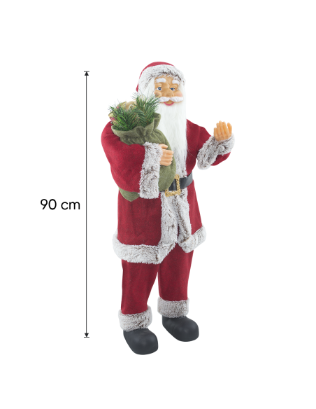 Père Noël 144410 Costume Rouge et Gris Décoration de Noël 90H cm