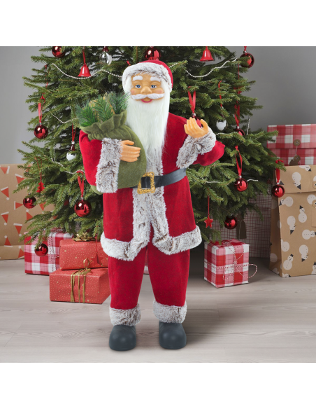 Père Noël 144410 Costume Rouge et Gris Décoration de Noël 90H cm