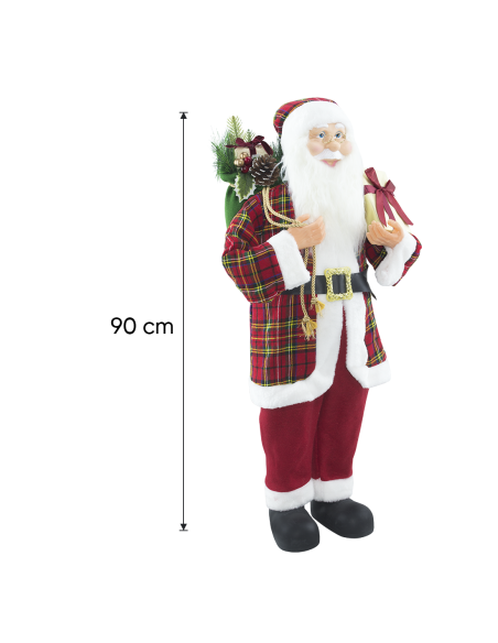 Père Noël en Habit Écossais 144418 Décoration de Noël 90H cm.