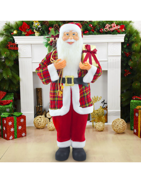 Père Noël en Habit Écossais 144418 Décoration de Noël 90H cm.