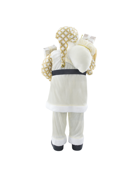 Père Noël en Habit Crème avec Paillettes 144494 Décoration de Noël 90H cm.