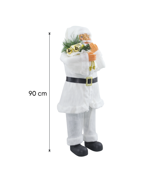 Père Noël en Habit Blanc 144506 Décoration de Noël 90H cm.