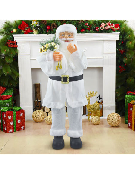 Père Noël en Habit Blanc 144506 Décoration de Noël 90H cm.