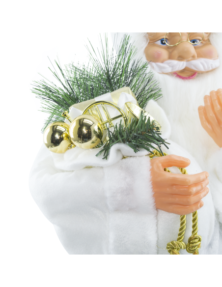 Père Noël en Habit Blanc 144506 Décoration de Noël 90H cm.