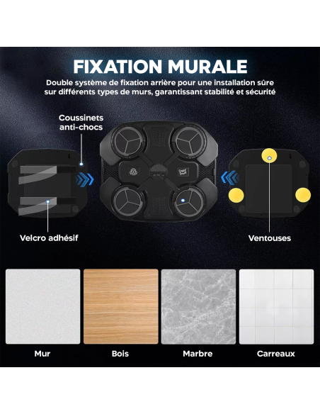 Machine de Boxe Musicale pour Enfants avec Bluetooth Lumières RGB, Sons et Gants