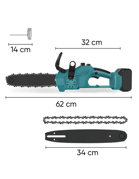 Tronçonneuse sans fil 3980W, lame 12", double batterie 21V, avec mallette