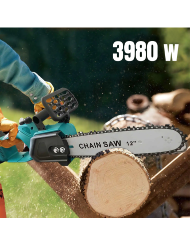Tronçonneuse sans fil 3980W, lame 12", double...
