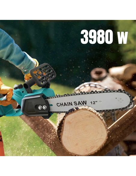Tronçonneuse sans fil 3980W, lame 12", double batterie 21V, avec mallette