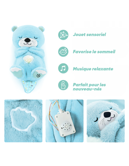 Peluche Loutre Respirant avec Musique et Lumières Apaisantes pour Bébés