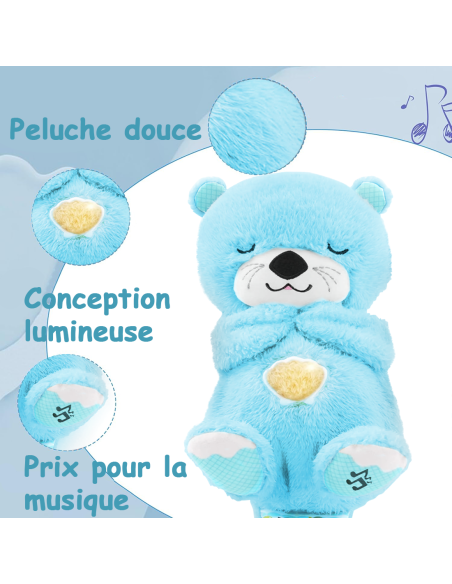 Peluche Loutre Respirant avec Musique et Lumières Apaisantes pour Bébés