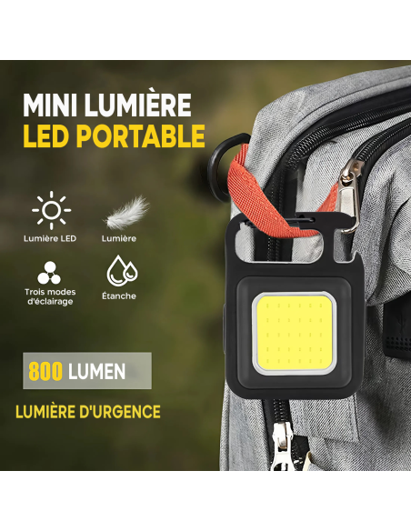 Mini Lampe LED Porte-Clés Multifonction avec Aimant et Décapsuleur