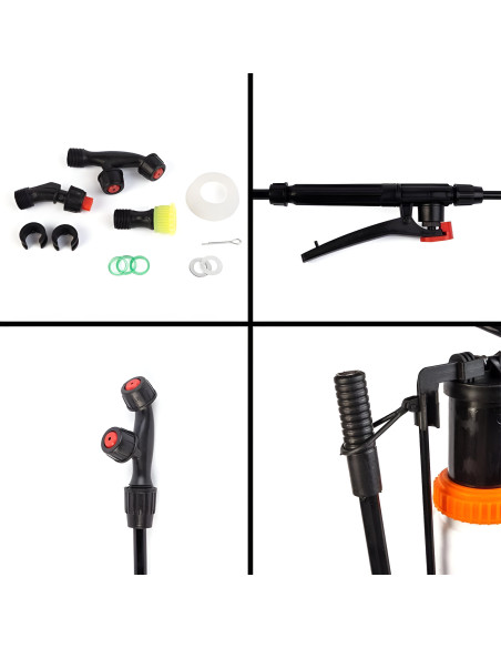 Pulvérisateur manuel à dos 16L avec pompe et buses pour jardin.