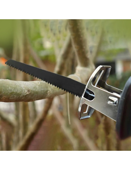 Scie alternative 48V, double batterie, 4 lames, coupe bois et métal.