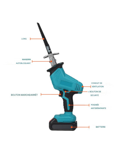 Scie alternative 48V, double batterie, 4 lames,...