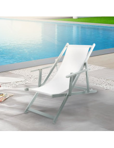 Chaise longue pliante Napoli, accoudoirs, structure aluminium et textilène.