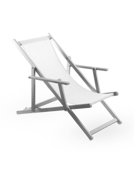 Chaise longue pliante Napoli, accoudoirs, structure aluminium et textilène.