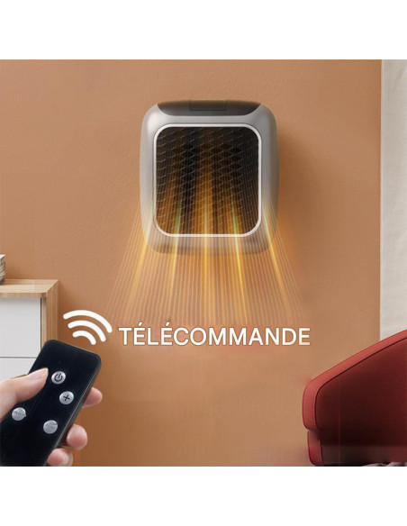 Mini radiateur électrique portable 800W avec écran LED et minuterie réglable