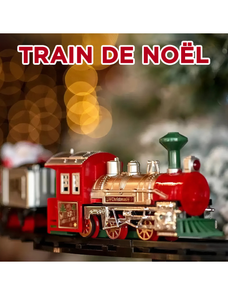 Petit train de Noël 13 pièces avec lumières, sons et mouvement à piles