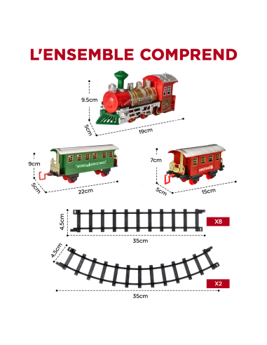Petit train de Noël 13 pièces avec lumières,...