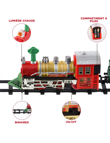 Petit train de Noël 13 pièces avec lumières,...