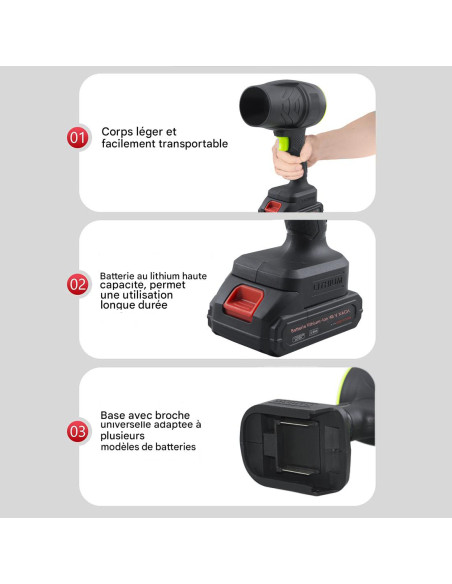 Souffleur Turbo Air Comprimé Sans Fil Électrique pour Poussière et Voiture