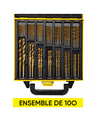 Ensemble de 100 forets en acier antirouille de...
