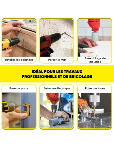 Ensemble de 100 forets en acier antirouille de...