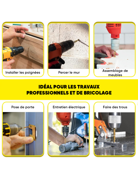 Ensemble de 100 forets en acier antirouille de 1,5 à 10 mm avec mallette