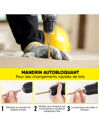 Ensemble de 100 forets en acier antirouille de...