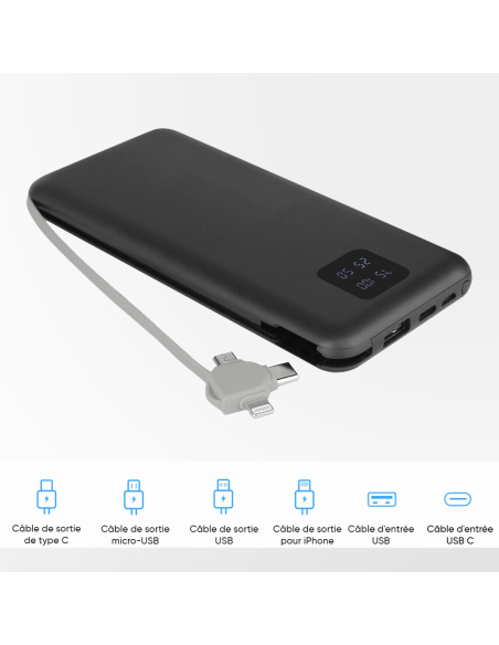 Powerbank 20000mAh chargeur rapide portable avec 4 ports USB