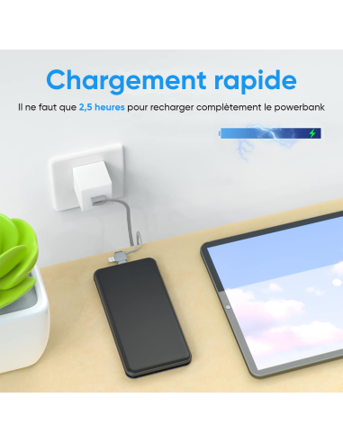 Powerbank 20000mAh chargeur rapide portable...