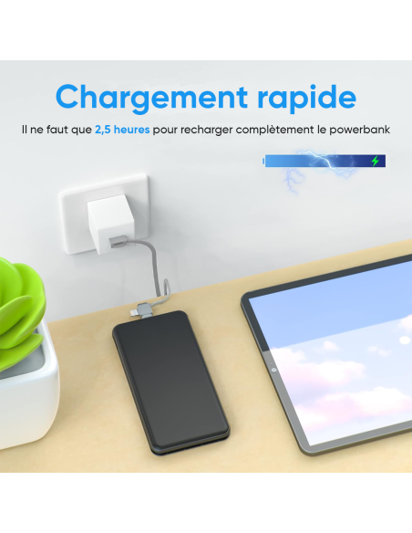 Powerbank 20000mAh chargeur rapide portable avec 4 ports USB