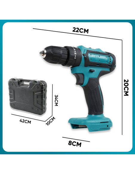 Perceuse-visseuse Double Batterie 21V Rechargeable Mallette avec Outils Inclus