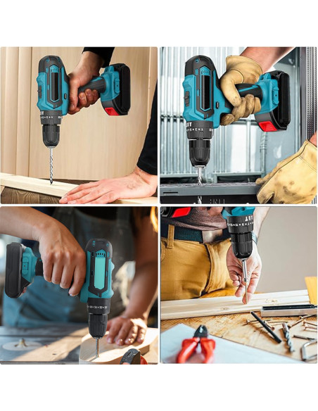 Perceuse-visseuse Double Batterie 21V Rechargeable Mallette avec Outils Inclus