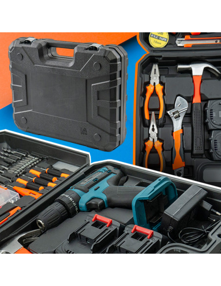 Perceuse-visseuse Double Batterie 21V Rechargeable Mallette avec Outils Inclus